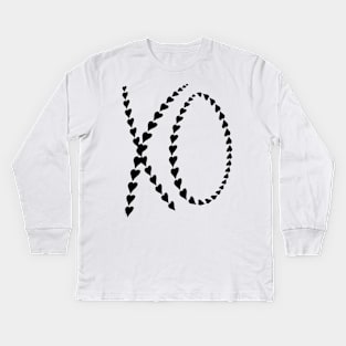XO Modern Hearts Hugs & Kisses Kids Long Sleeve T-Shirt